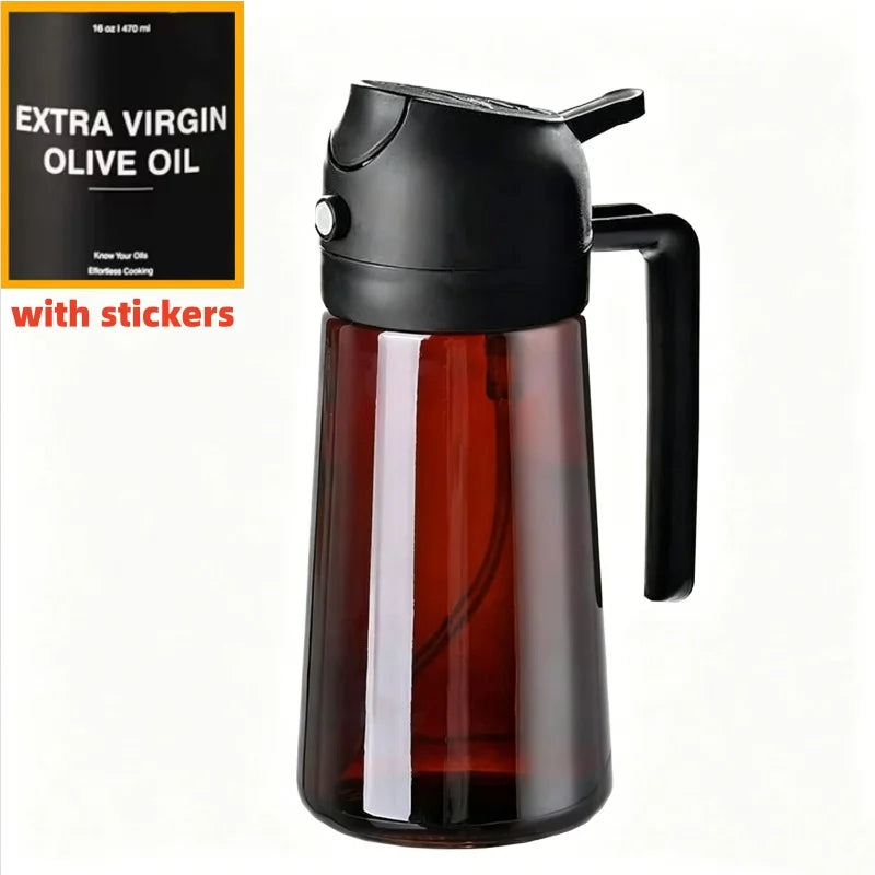 Dual-Mist Olive Oil Sprayer Bottle - 470ml Refillable Kitchen Oil Dispenser for Cooking, Air Fryer & Salad