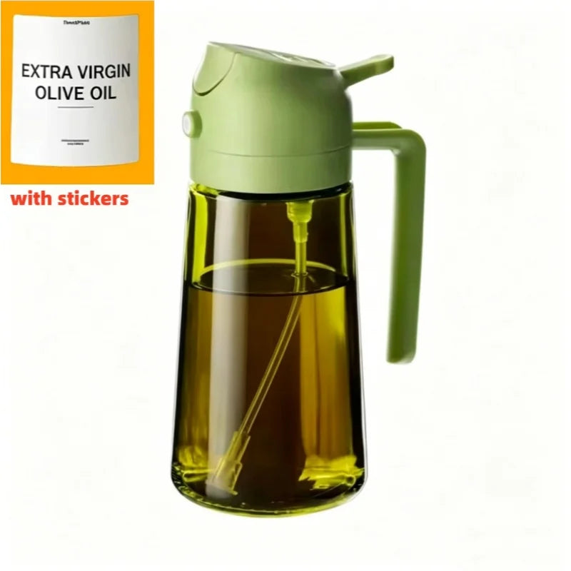 Dual-Mist Olive Oil Sprayer Bottle - 470ml Refillable Kitchen Oil Dispenser for Cooking, Air Fryer & Salad